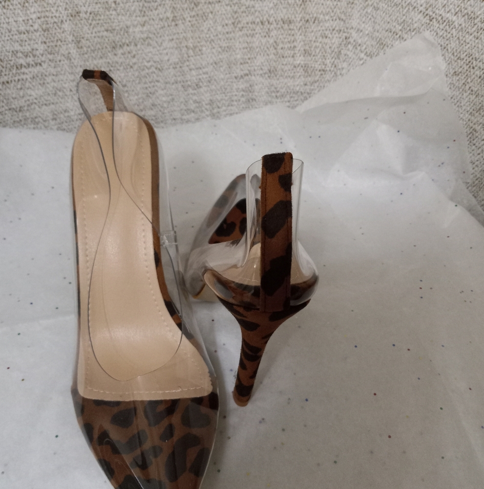 Leopard Print Clear Heels